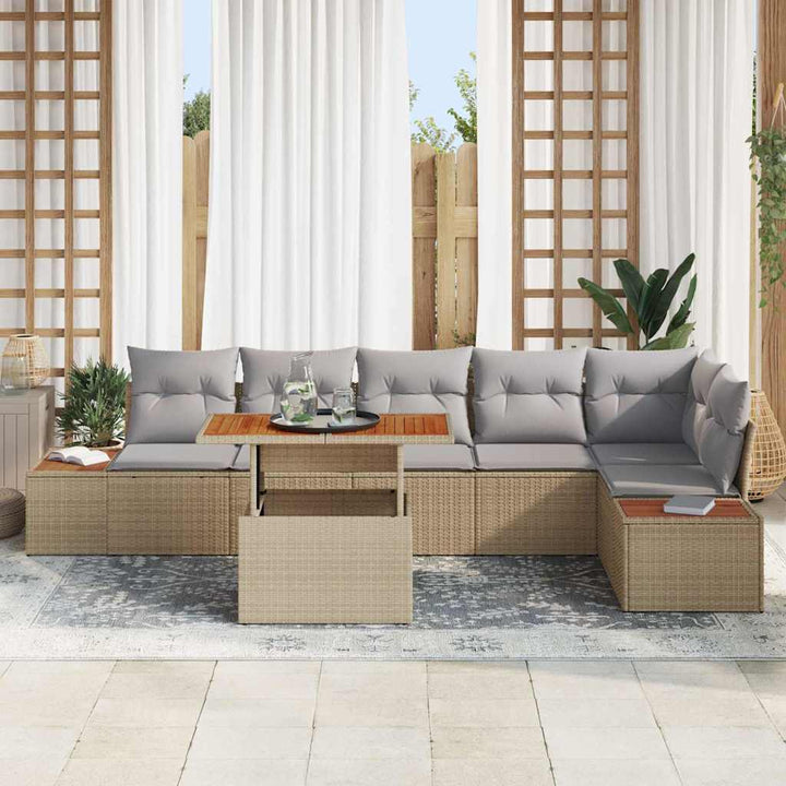 Have Spisebordssæt med pude 7 pcs Beige og grå 100 x 55 x 73 cm