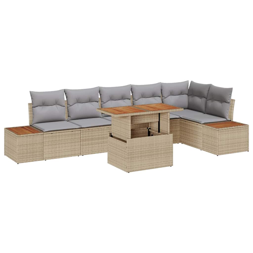 Have Spisebordssæt med pude 7 pcs Beige og grå 100 x 55 x 73 cm