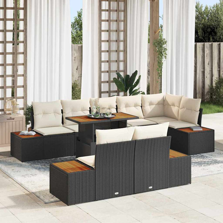Have Spisebordssæt 9 pcs Sort og Beige 100 x 55 x 73 cm