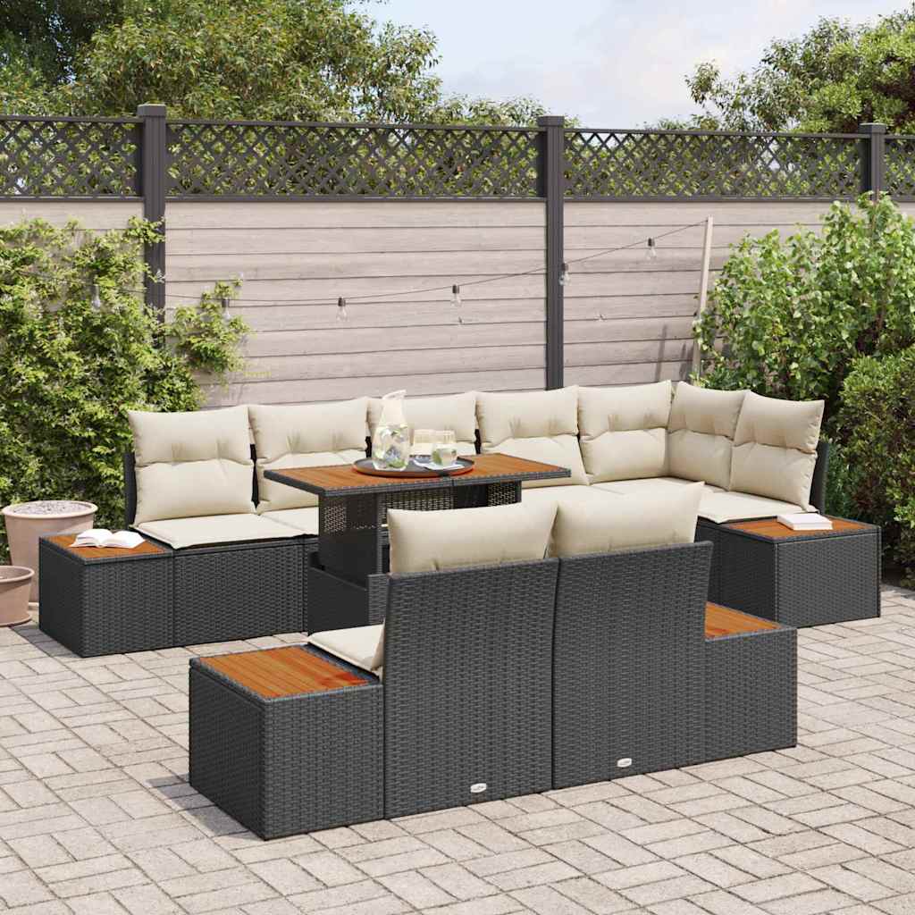 Have Spisebordssæt 9 pcs Sort og Beige 100 x 55 x 73 cm