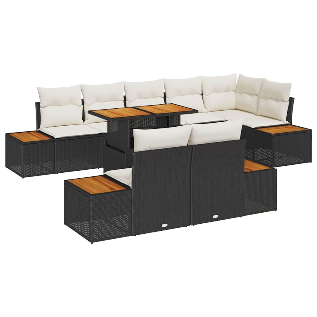 Have Spisebordssæt 9 pcs Sort og Beige 100 x 55 x 73 cm