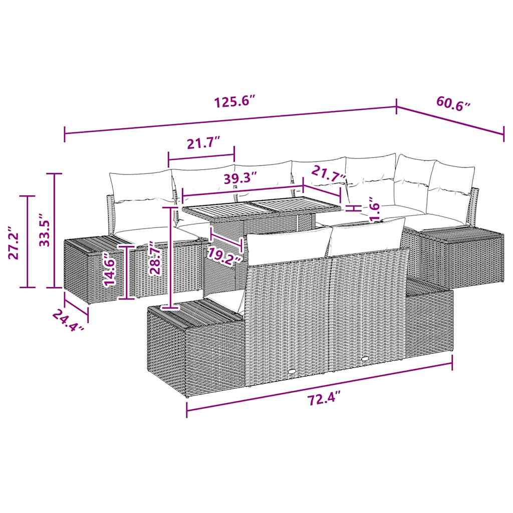 Have Spisebordssæt 9 pcs Sort og Brunt 100 x 55 x 73 cm