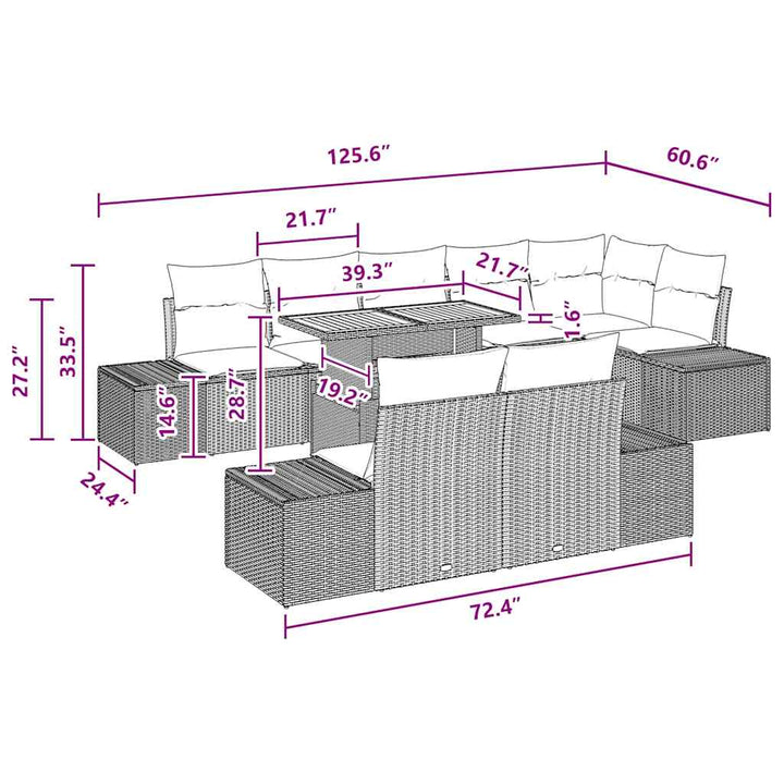 Have Spisebordssæt 9 pcs Sort og Brunt 100 x 55 x 73 cm