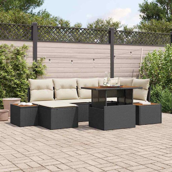 Have Spisebordssæt med pude 7 pcs Sort og Beige