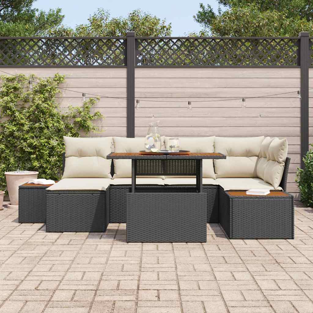 Have Spisebordssæt med pude 7 pcs Sort og Beige