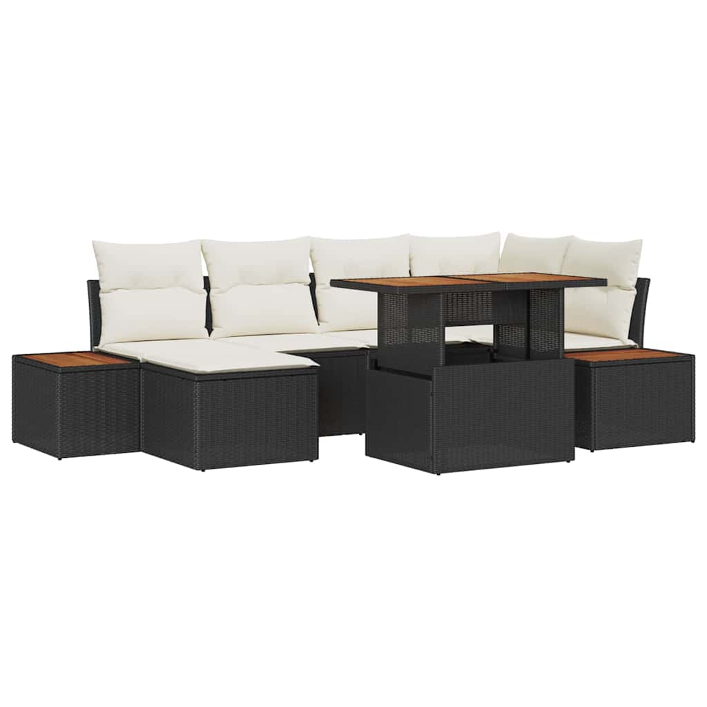 Have Spisebordssæt med pude 7 pcs Sort og Beige