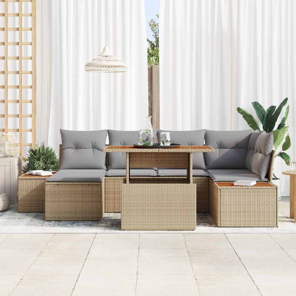 Have Spisebordssæt med pude 7 pcs Beige og grå