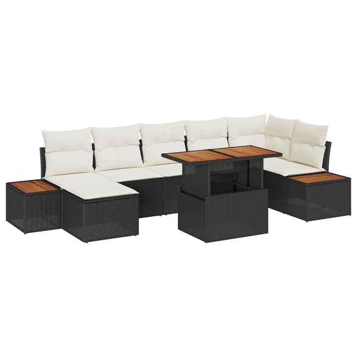 Have Spisebordssæt med pude 8 pcs Sort og Beige