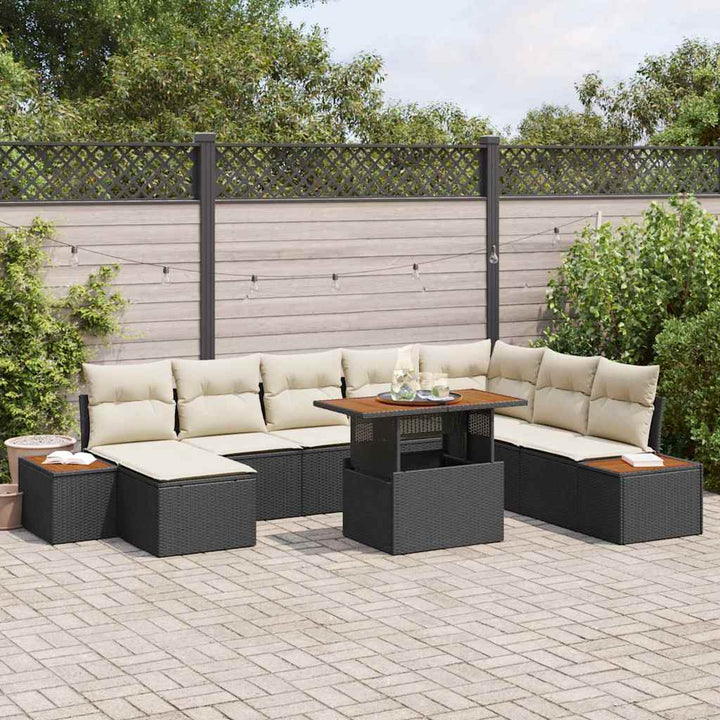 Have Spisebordssæt med pude 9 pcs Sort og Beige