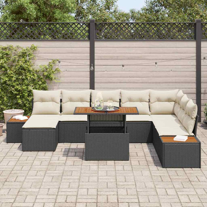 Have Spisebordssæt med pude 9 pcs Sort og Beige