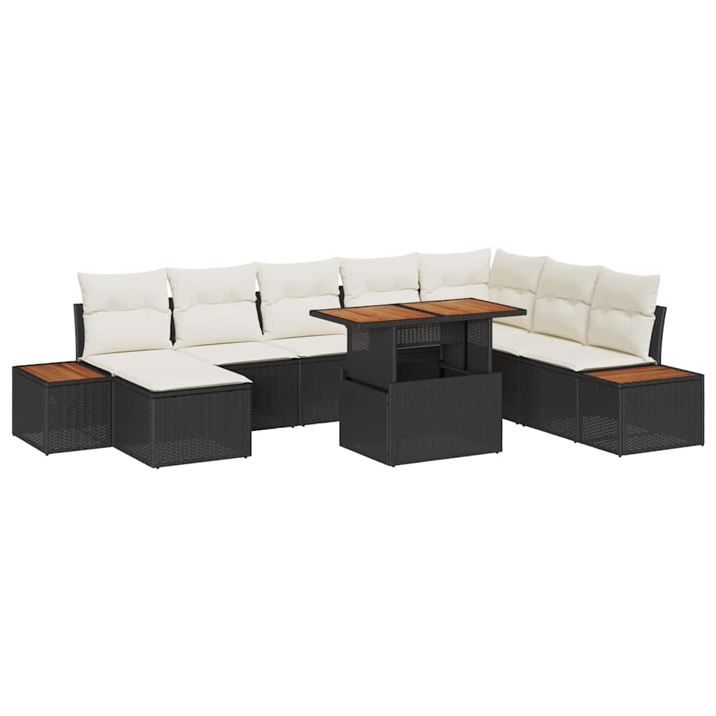 Have Spisebordssæt med pude 9 pcs Sort og Beige