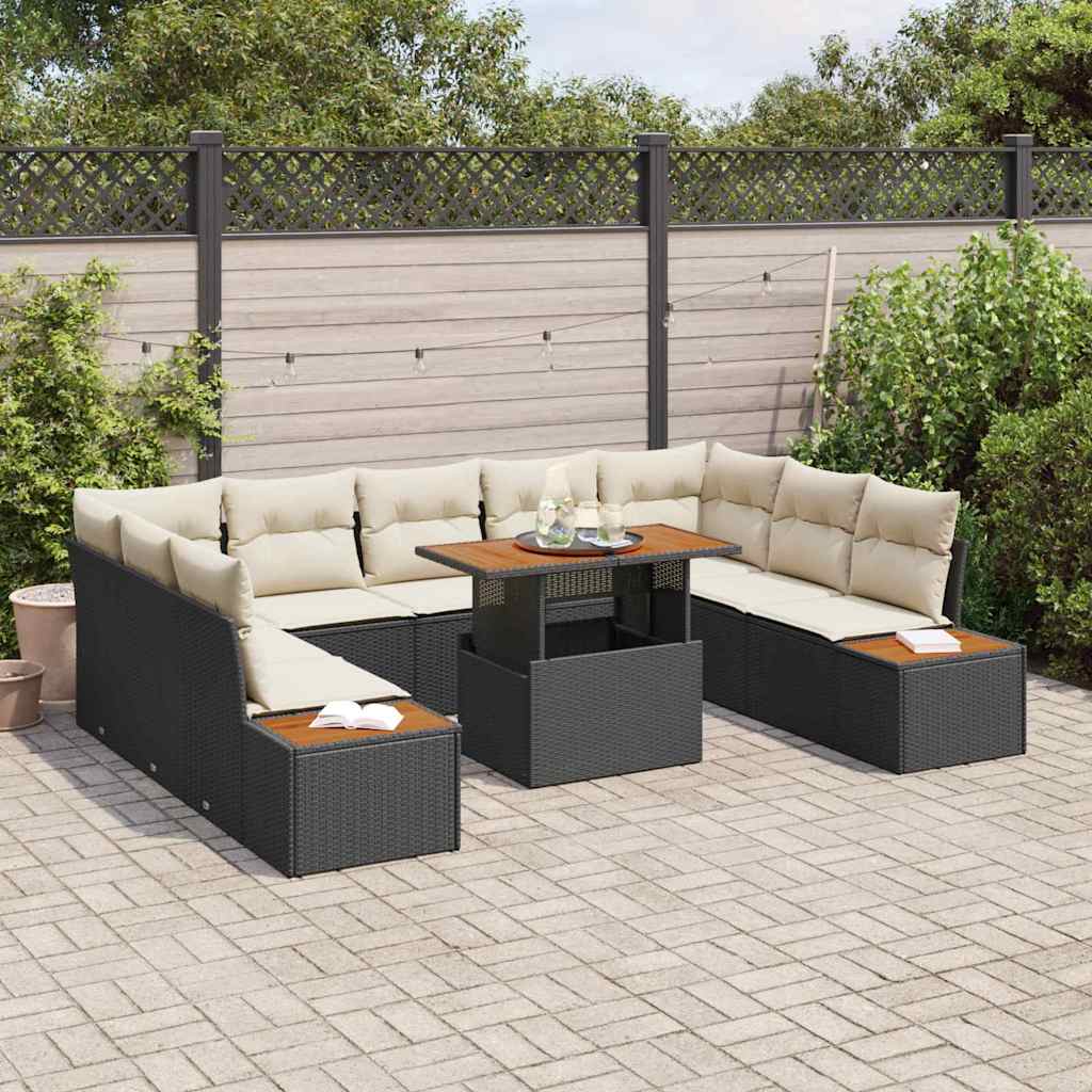 Have Spisebordssæt 10 pcs Sort og Beige 100 x 55 x 73 cm
