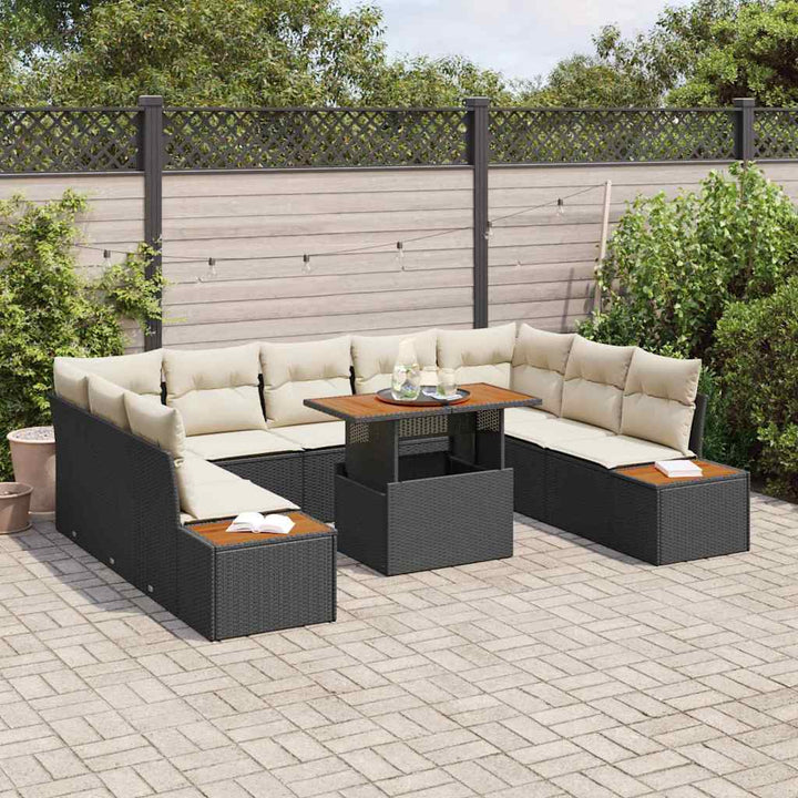 Have Spisebordssæt 10 pcs Sort og Beige 100 x 55 x 73 cm