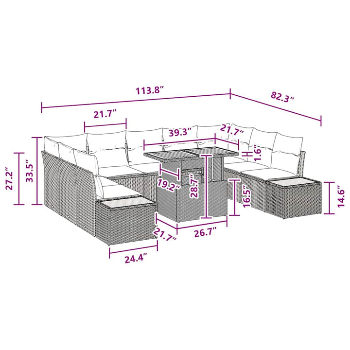 Have Spisebordssæt 10 pcs Sort og Brunt 100 x 55 x 73 cm