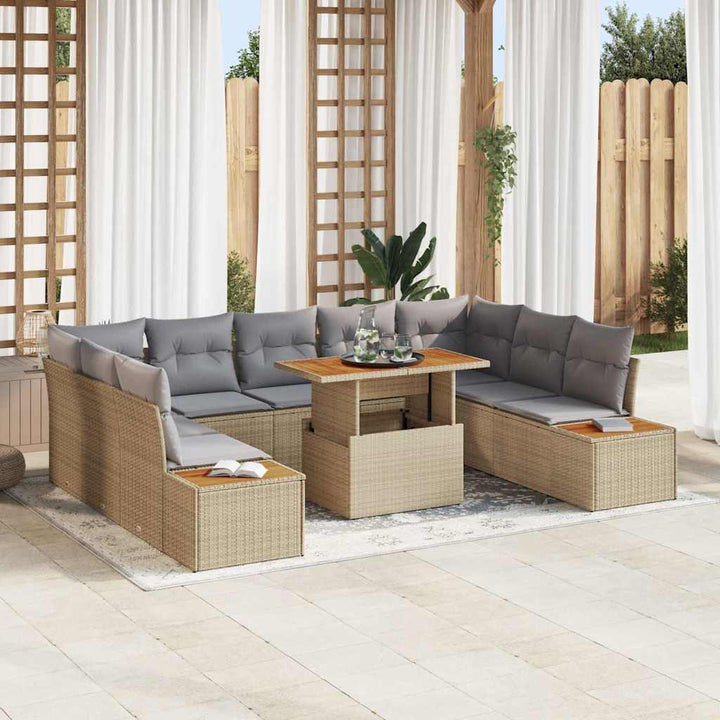 Have Spisebordssæt 10 pcs Beige og grå 100 x 55 x 73 cm