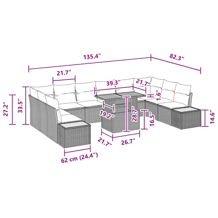 Have Spisebordssæt 11 pcs Sort og Brunt 100 x 55 x 73 cm