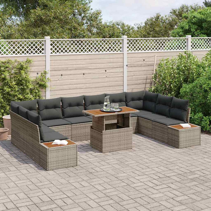 Have Spisebordssæt med pude 11 pcs Grå og Brun 100 x 55 x 73 cm