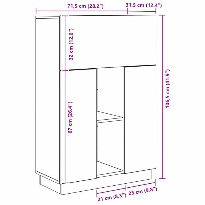 Skrivebord med hylde Grå 71,5 x 31,5 x 106,5 cm Konstrueret træ