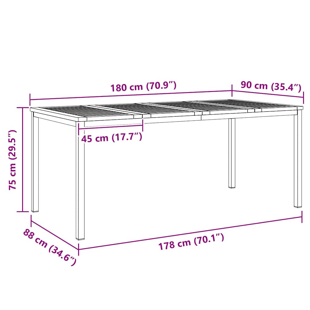 UdendørsSpisebord Brun 200x90x75 cm Solid teaktræ