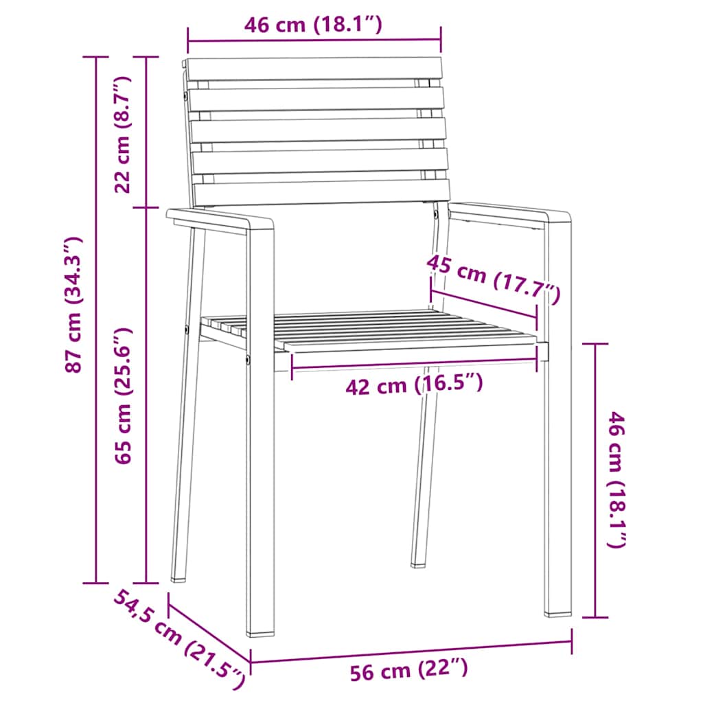 Have Stol 2 pcs Brun 56 x 54.5 x 87cm Massivt teaktræ