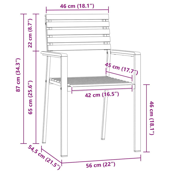 Have Stol 2 pcs Brun 56 x 54.5 x 87cm Massivt teaktræ