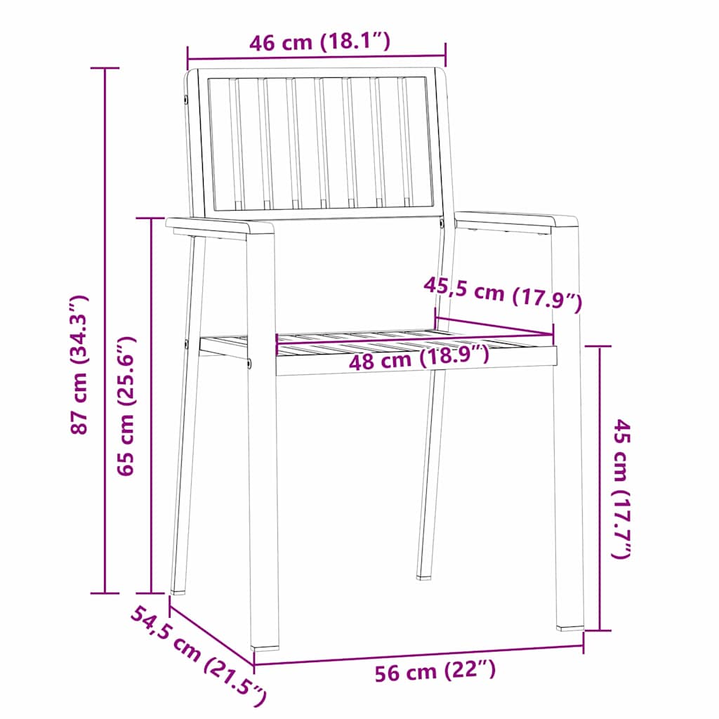 Have Stol 2 pcs Brun 56 x 54.5 x 87cm Massivt teaktræ