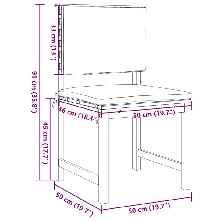 Have Stol 2 pcs Brun 50 x 50 x 91cm Massivt akacietræ