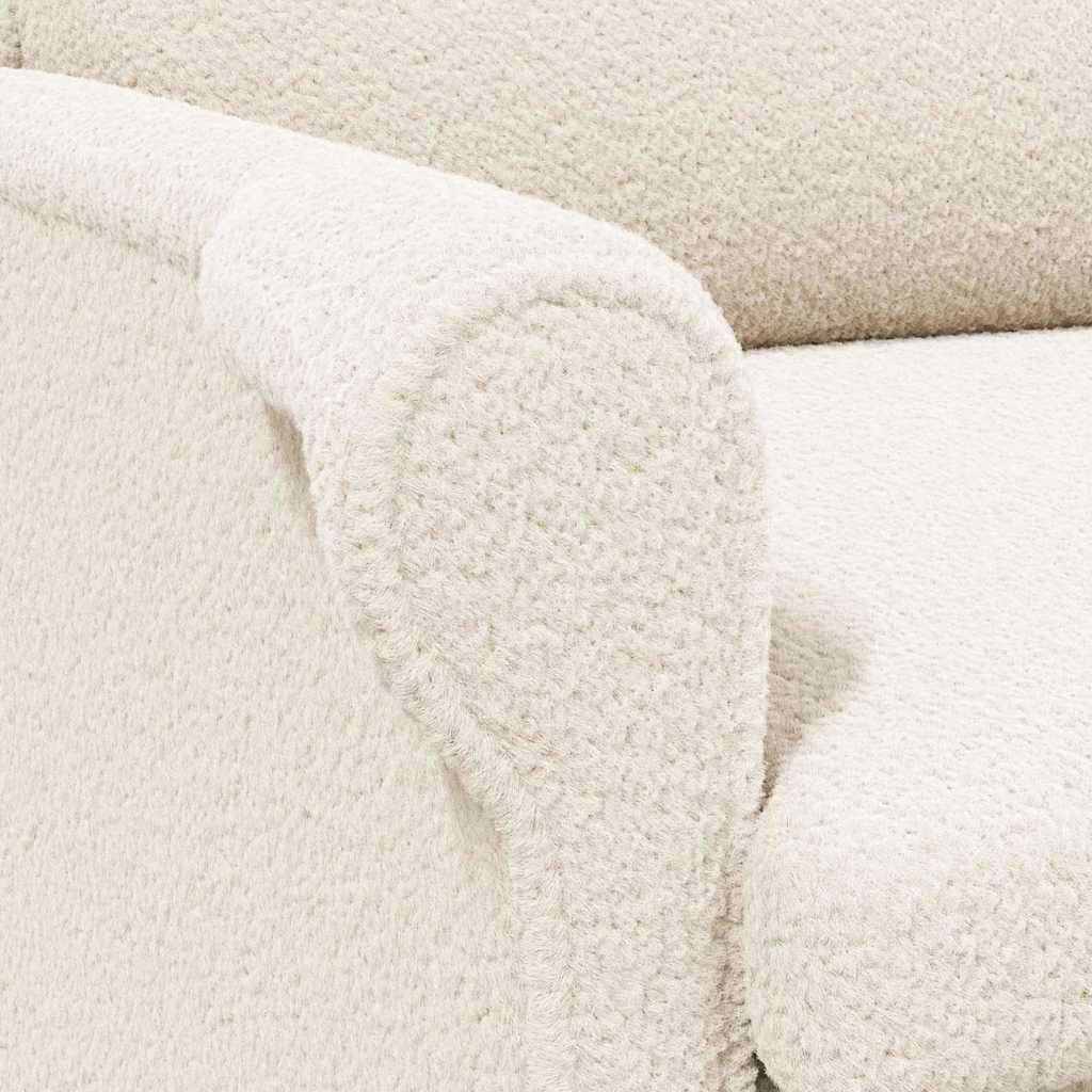 lænestol Creme 76 x 94 x 102 cm Blødt Sherpa Stof, Ingeniørtræ