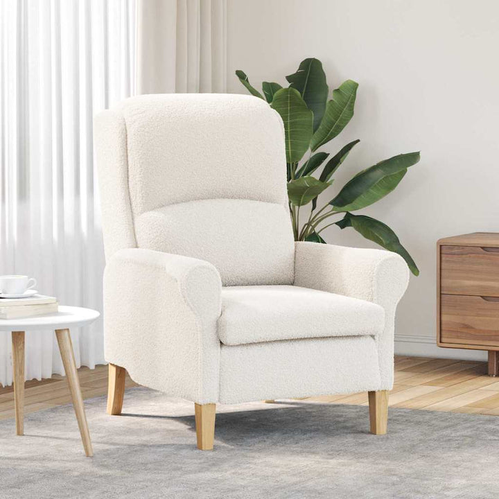 lænestol Creme 76 x 94 x 102 cm Blødt Sherpa Stof, Ingeniørtræ