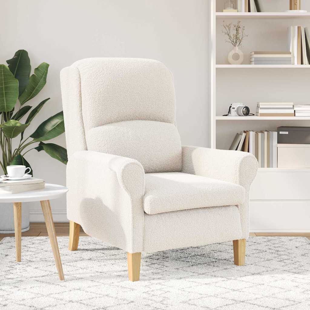 lænestol Creme 76 x 94 x 102 cm Blødt Sherpa Stof, Ingeniørtræ