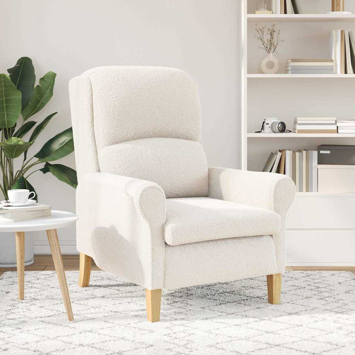 lænestol Creme 76 x 94 x 102 cm Blødt Sherpa Stof, Ingeniørtræ
