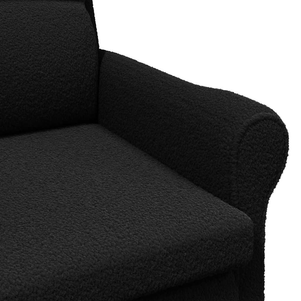 lænestol Sort 76 x 94 x 102 cm Blødt Sherpa Stof, Ingeniørtræ