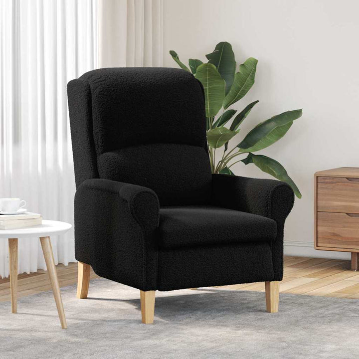 lænestol Sort 76 x 94 x 102 cm Blødt Sherpa Stof, Ingeniørtræ