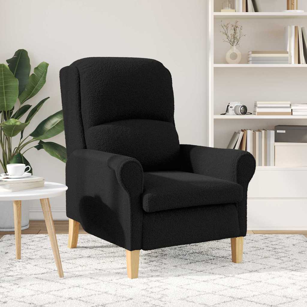 lænestol Sort 76 x 94 x 102 cm Blødt Sherpa Stof, Ingeniørtræ