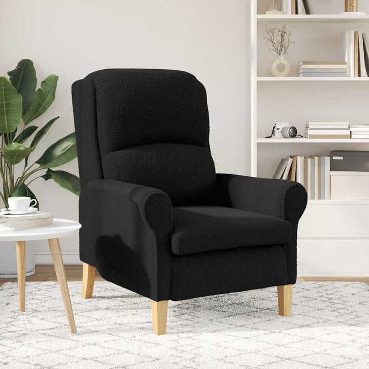 lænestol Sort 76 x 94 x 102 cm Blødt Sherpa Stof, Ingeniørtræ