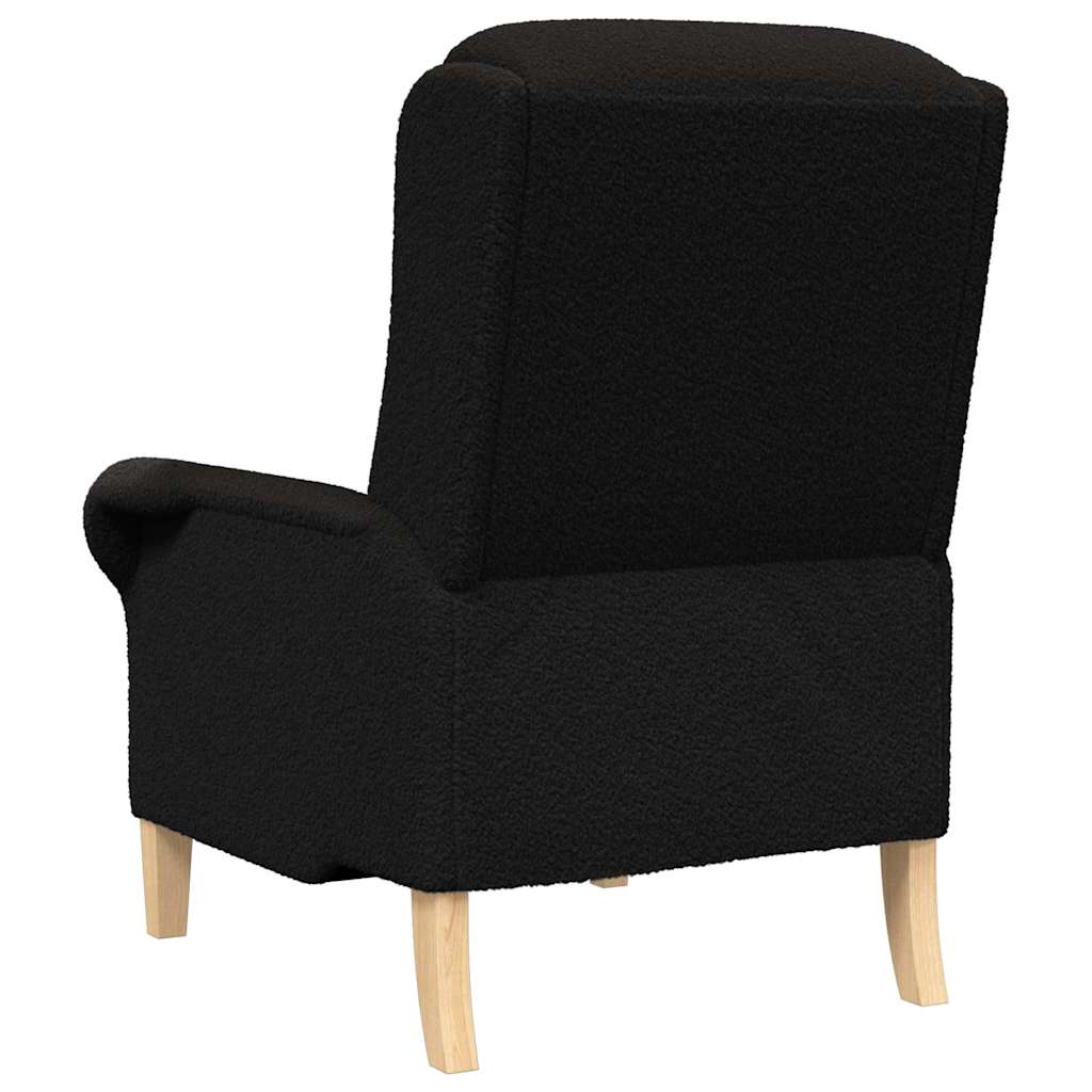 lænestol Sort 76 x 94 x 102 cm Blødt Sherpa Stof, Ingeniørtræ