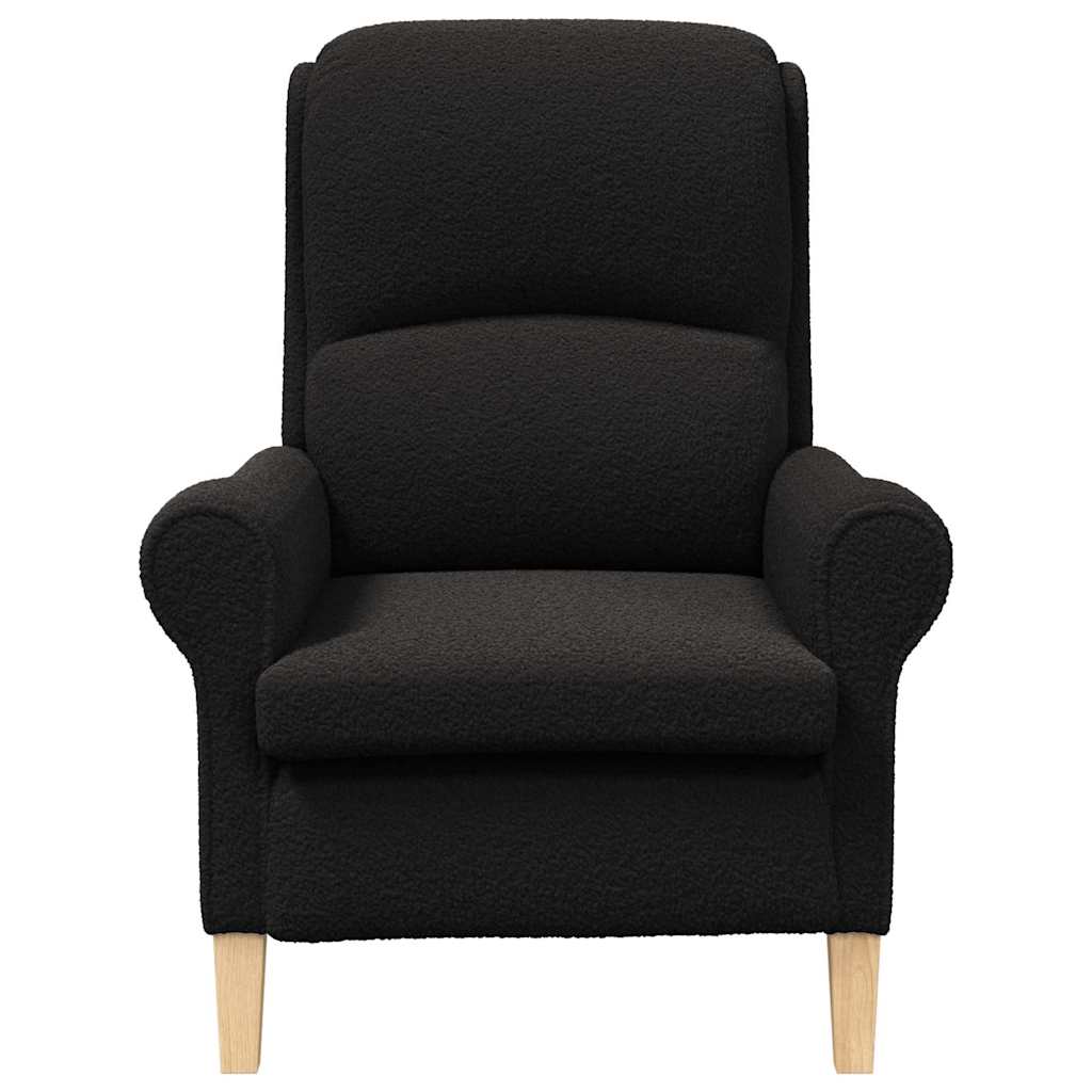 lænestol Sort 76 x 94 x 102 cm Blødt Sherpa Stof, Ingeniørtræ