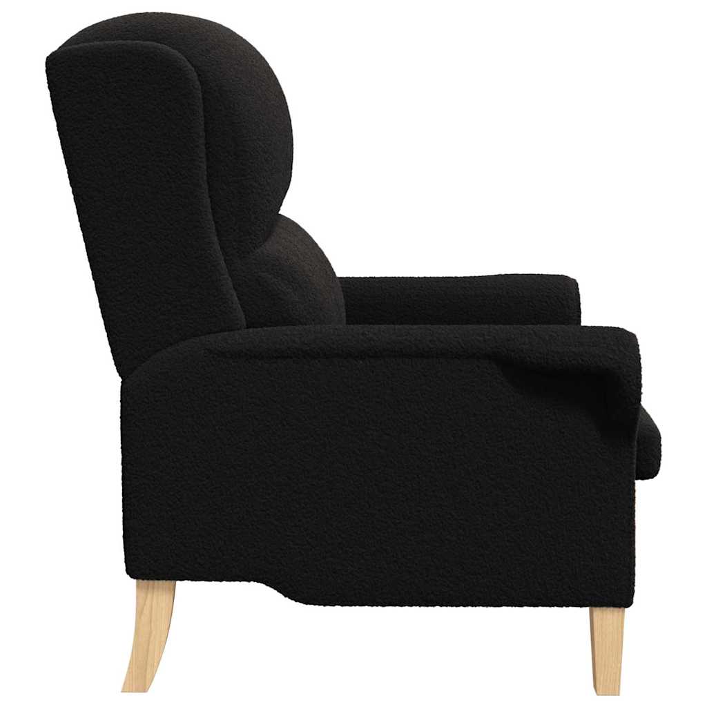 lænestol Sort 76 x 94 x 102 cm Blødt Sherpa Stof, Ingeniørtræ