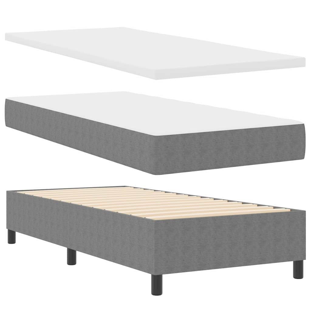 Box spring seng Lys Grå og Hvid 193 x 90 x 60 cm Corduroy stof