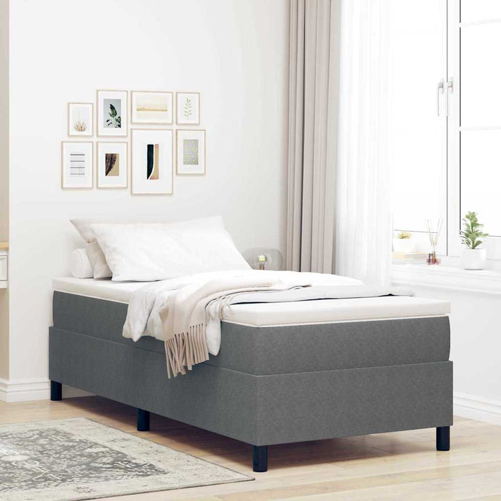 Box spring seng Lys Grå og Hvid 193 x 90 x 60 cm Corduroy stof