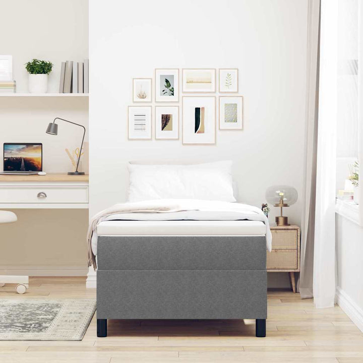 Box spring seng Lys Grå og Hvid 193 x 90 x 60 cm Corduroy stof