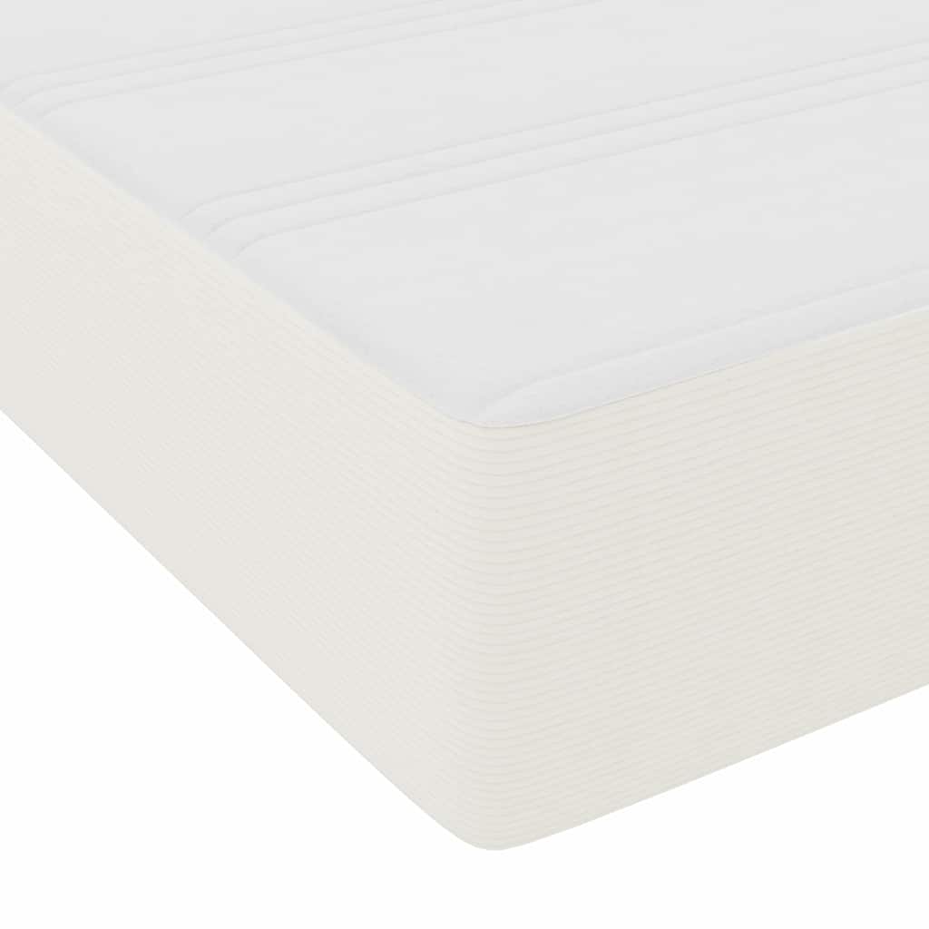 Box spring seng Creme og hvid 203 x 90 x 60 cm Corduroy stof