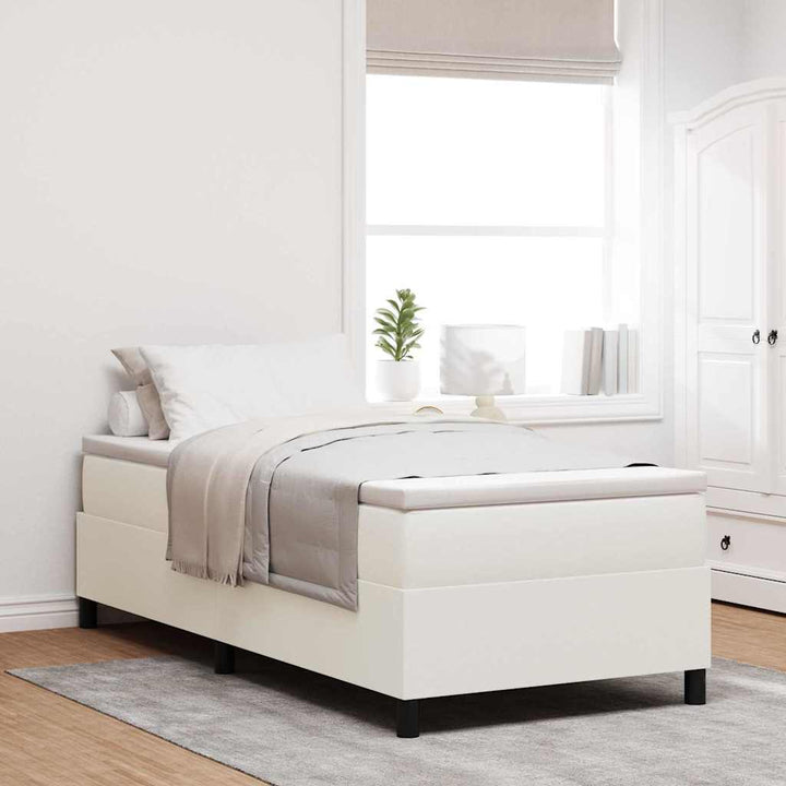 Box spring seng Creme og hvid 203 x 90 x 60 cm Corduroy stof