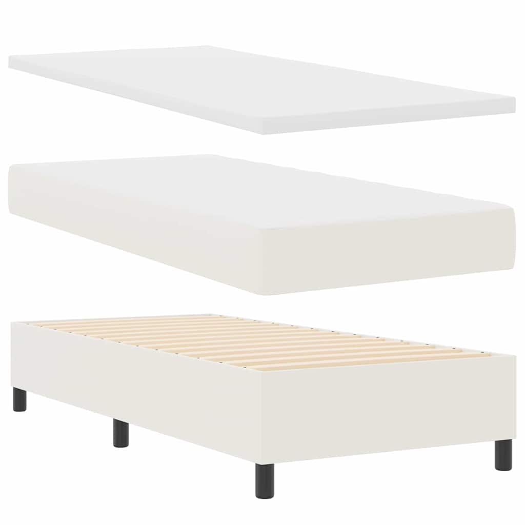 Box spring seng Creme og hvid 203 x 90 x 60 cm Corduroy stof