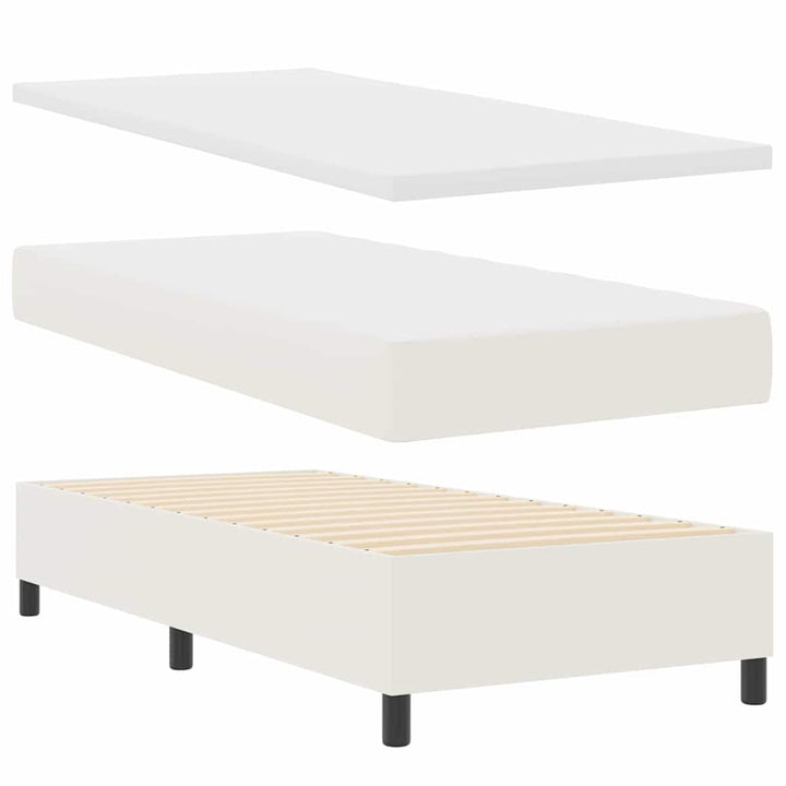 Box spring seng Creme og hvid 203 x 90 x 60 cm Corduroy stof