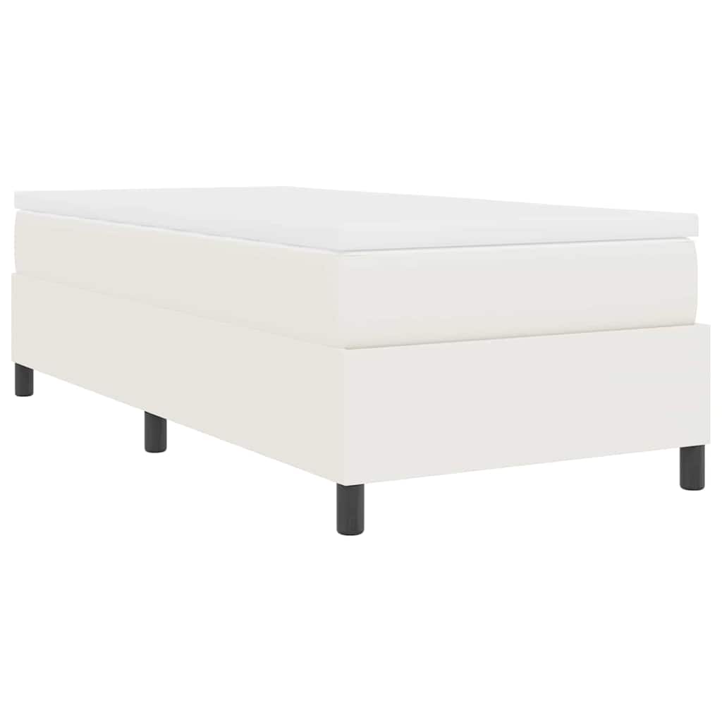 Box spring seng Creme og hvid 203 x 90 x 60 cm Corduroy stof