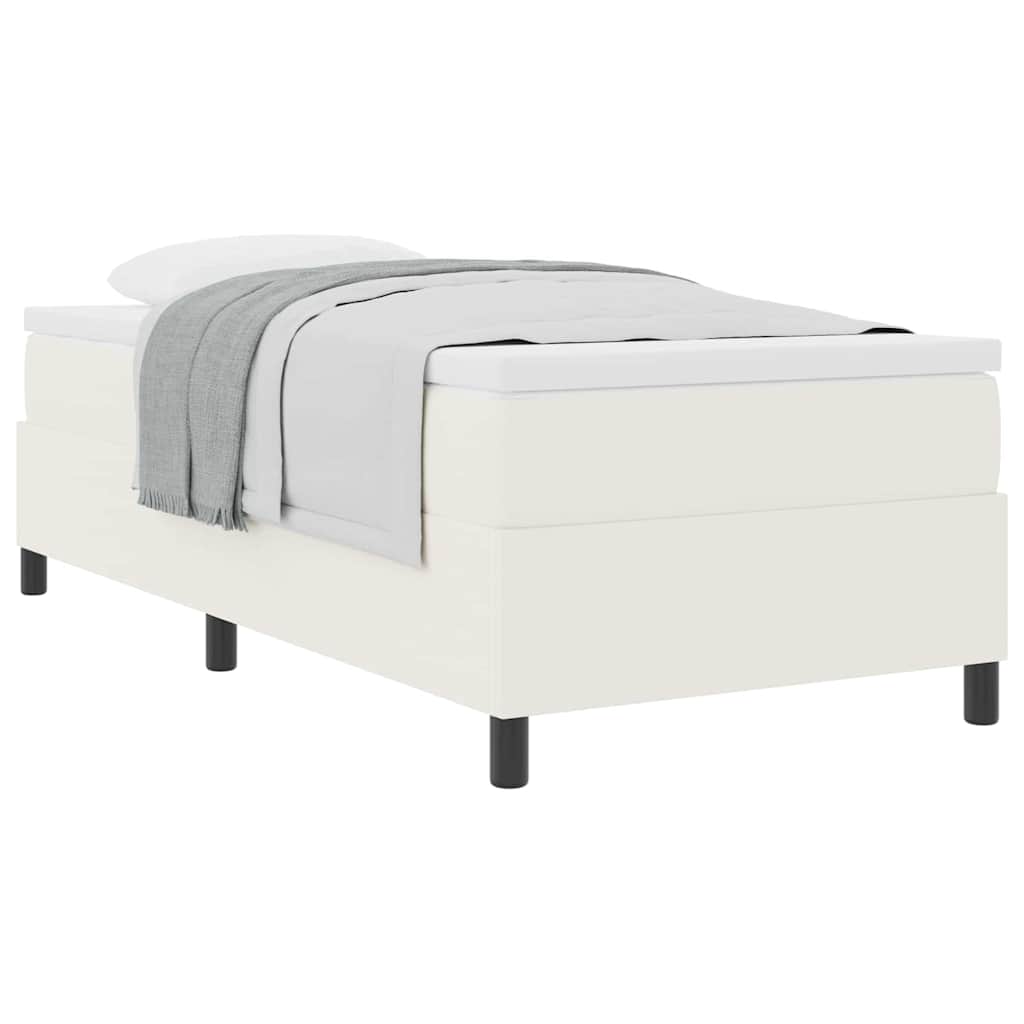 Box spring seng Creme og hvid 203 x 90 x 60 cm Corduroy stof
