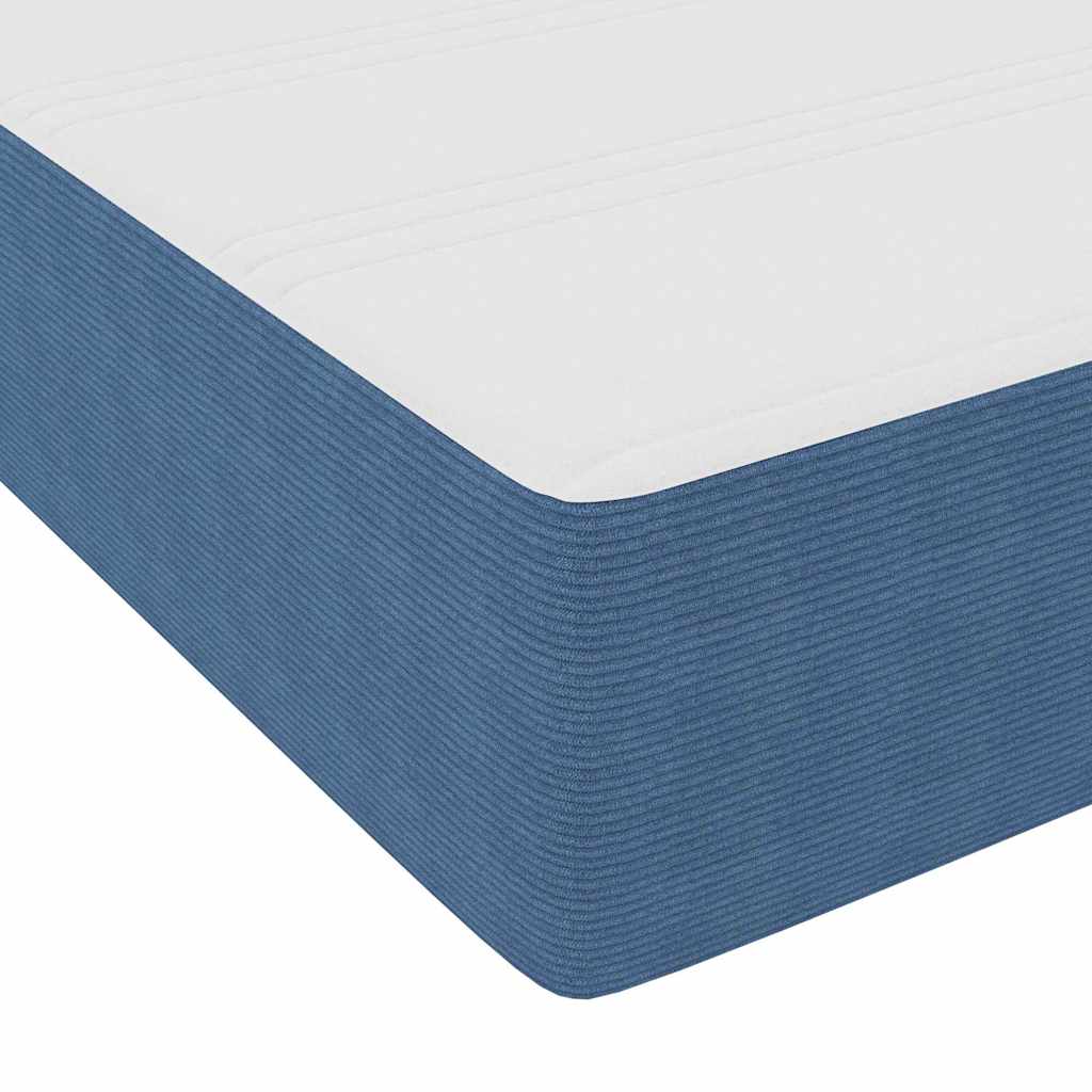 Box spring seng Blå og Hvid 203 x 90 x 60 cm Corduroy stof