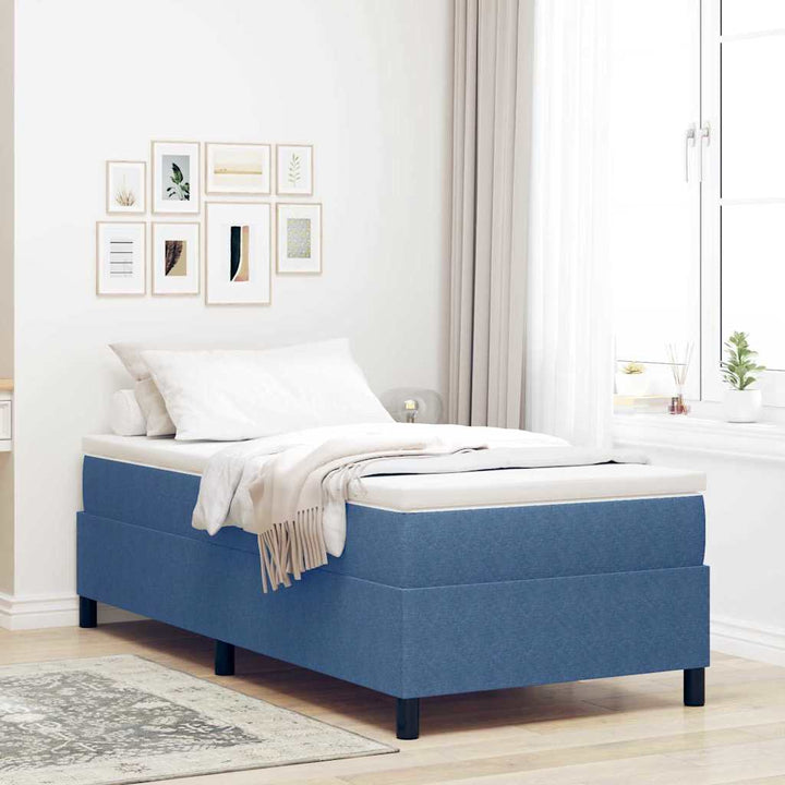 Box spring seng Blå og Hvid 203 x 90 x 60 cm Corduroy stof