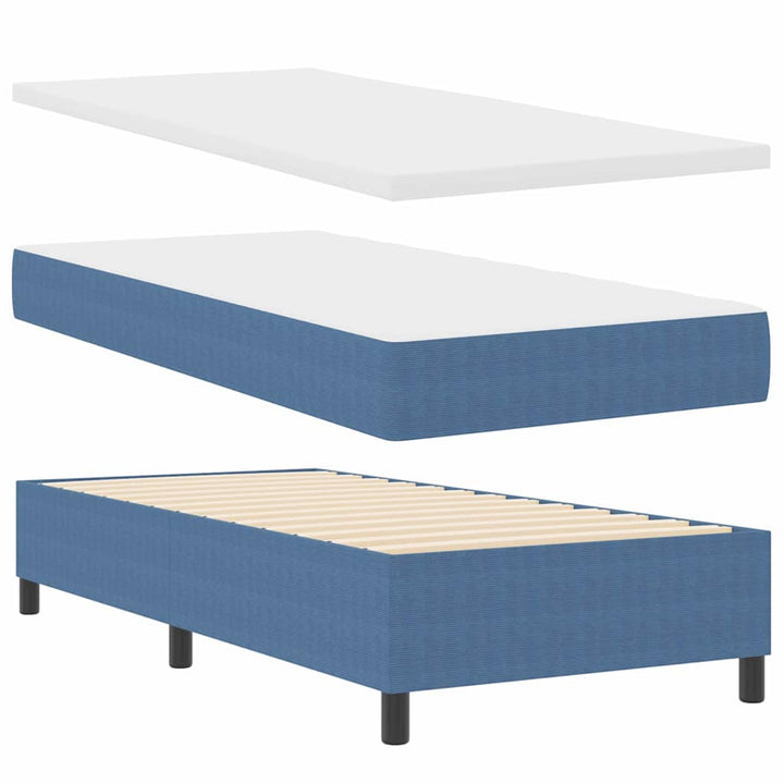 Box spring seng Blå og Hvid 203 x 90 x 60 cm Corduroy stof